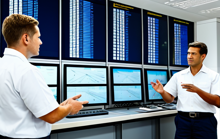 Operations Specialist and Maintenance Team Briefing**
"A bright, modern airport operations center. An operations specialist in a professional uniform is briefing a team of aircraft maintenance engineers, fully clothed in their work attire. The scene depicts a collaborative environment with digital displays showing flight schedules and aircraft schematics. Safe for work, appropriate content, professional setting, perfect anatomy, natural pose, well-formed hands, proper finger count, high quality rendering, modest clothing."
**